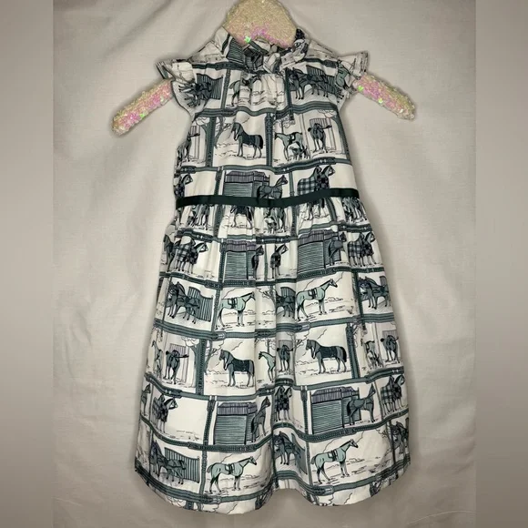 NWT Janie & Jack Horse Stable Print Dress Size 4 - Picture 2 of 9